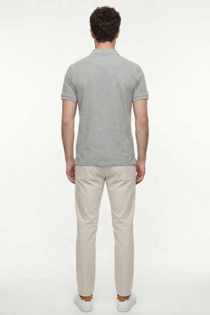 Gri Melanj %100 Pamuk Polo Tişört - 6