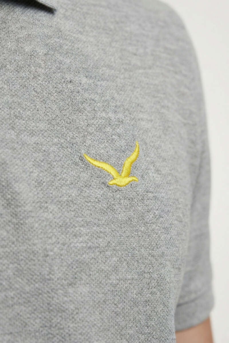 Gri Melanj %100 Pamuk Polo Tişört - 4