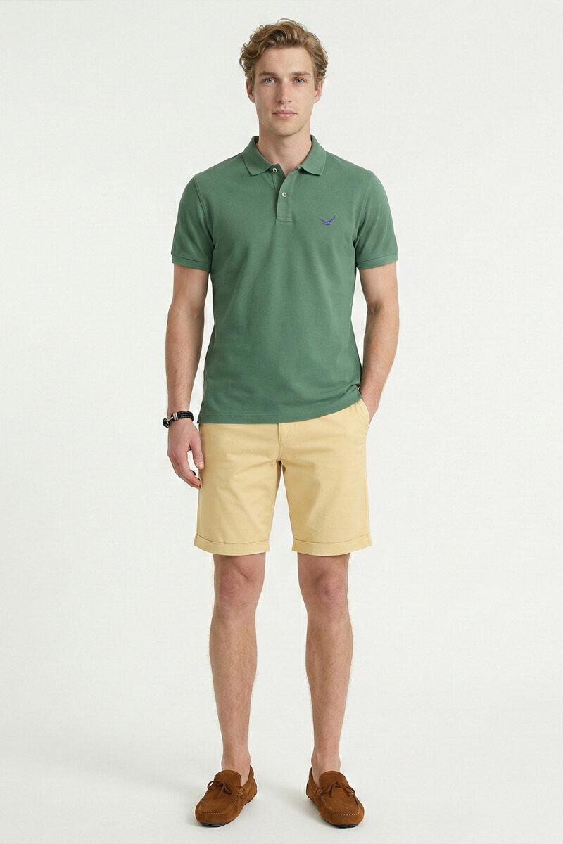 Haki %100 Pamuk Polo Tişört (1)