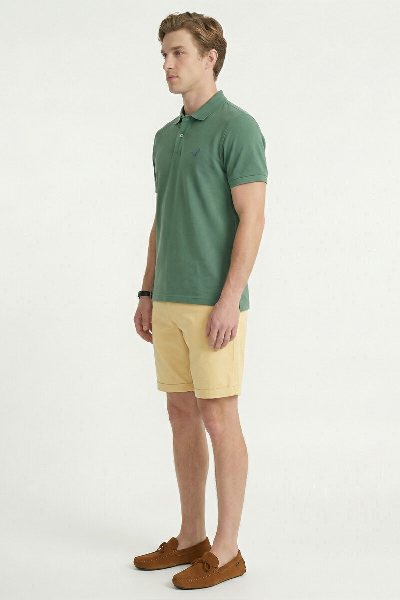 Haki %100 Pamuk Polo Tişört - 3