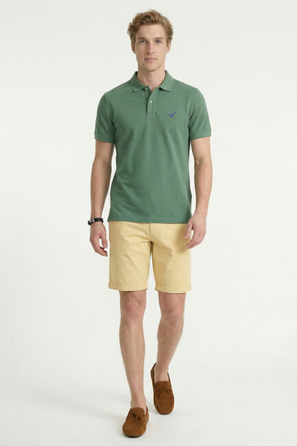 Haki %100 Pamuk Polo Tişört - 5