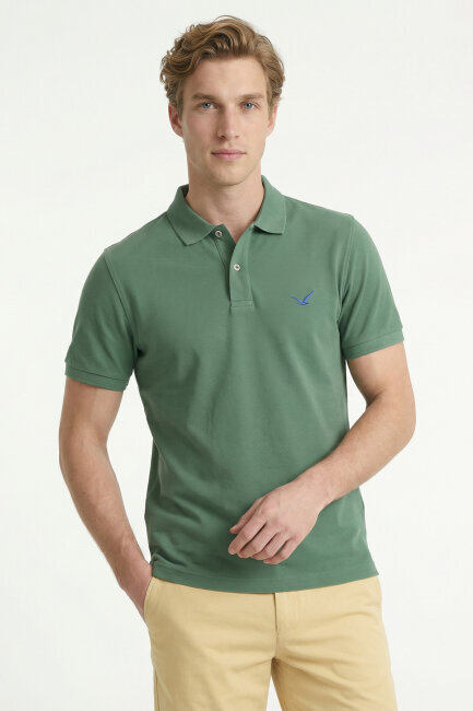 Haki %100 Pamuk Polo Tişört 