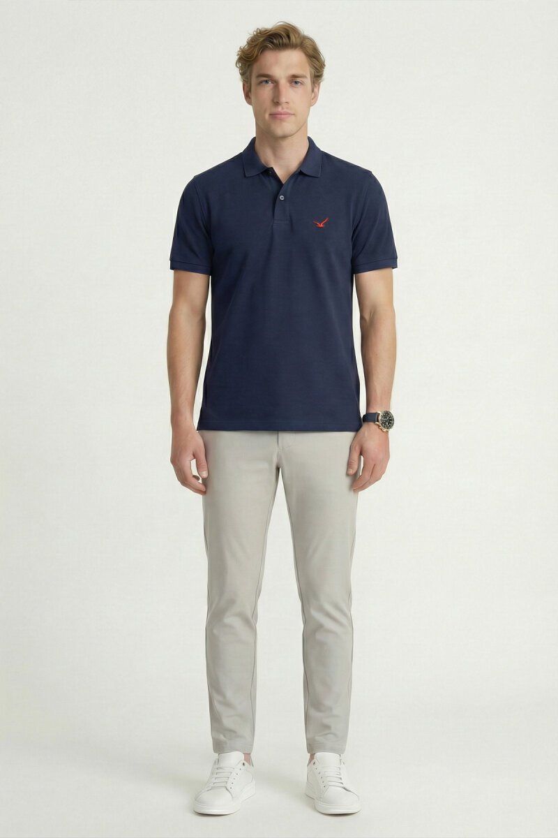 Lacivert %100 Pamuk Polo Tişört - 5