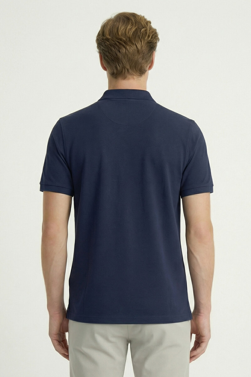 Lacivert %100 Pamuk Polo Tişört - 6