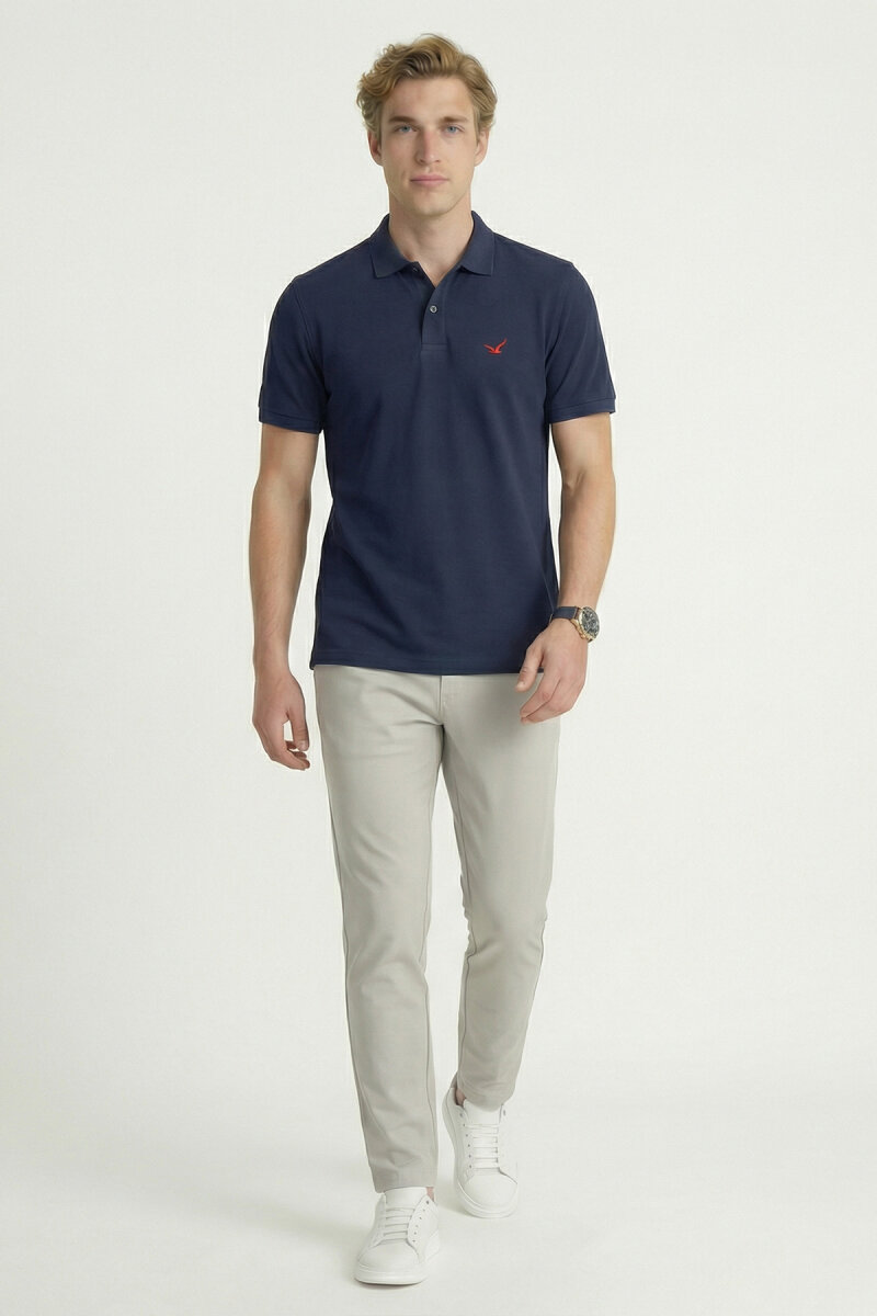 Lacivert %100 Pamuk Polo Tişört (1)