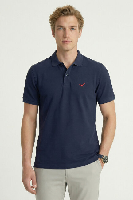 Lacivert %100 Pamuk Polo Tişört 