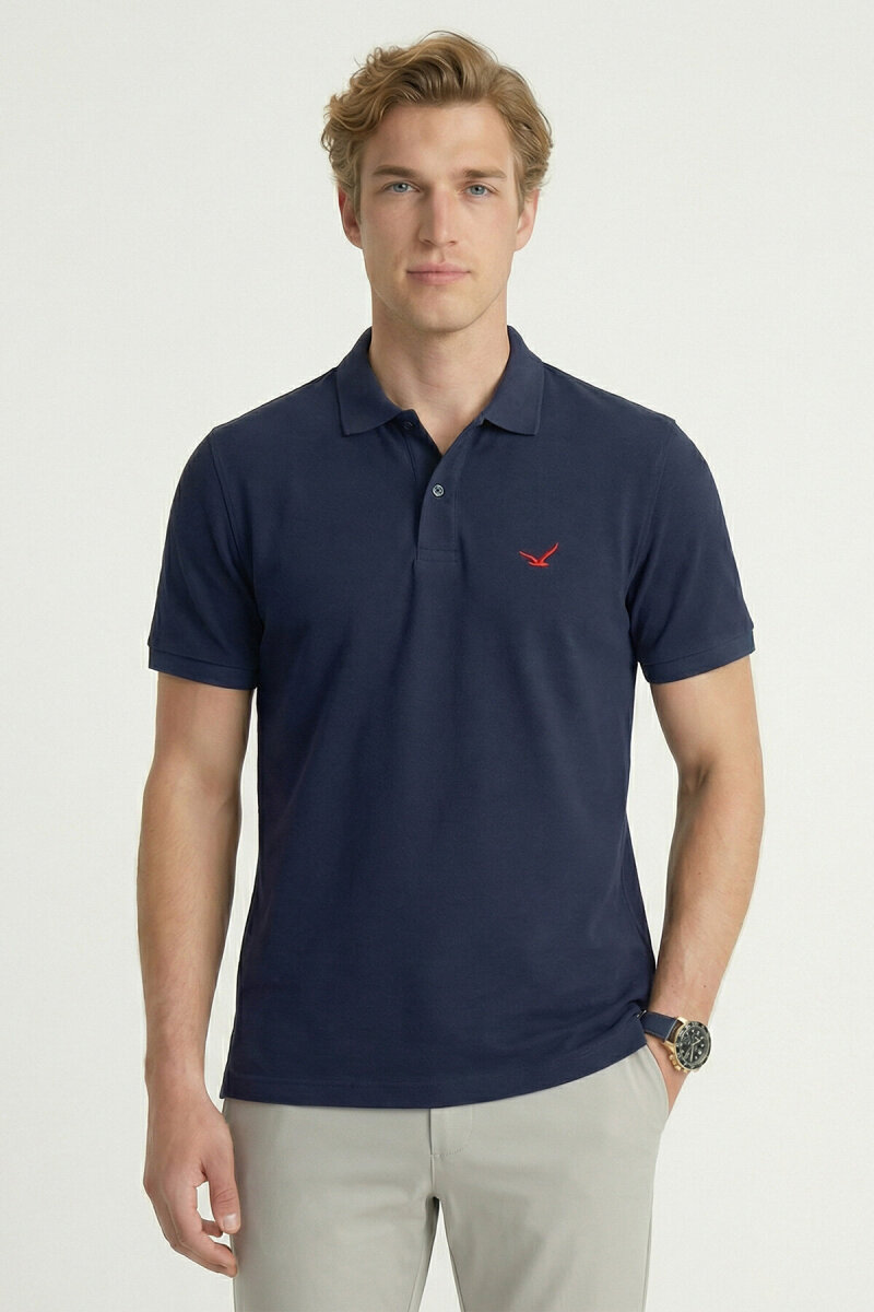 Lacivert %100 Pamuk Polo Tişört