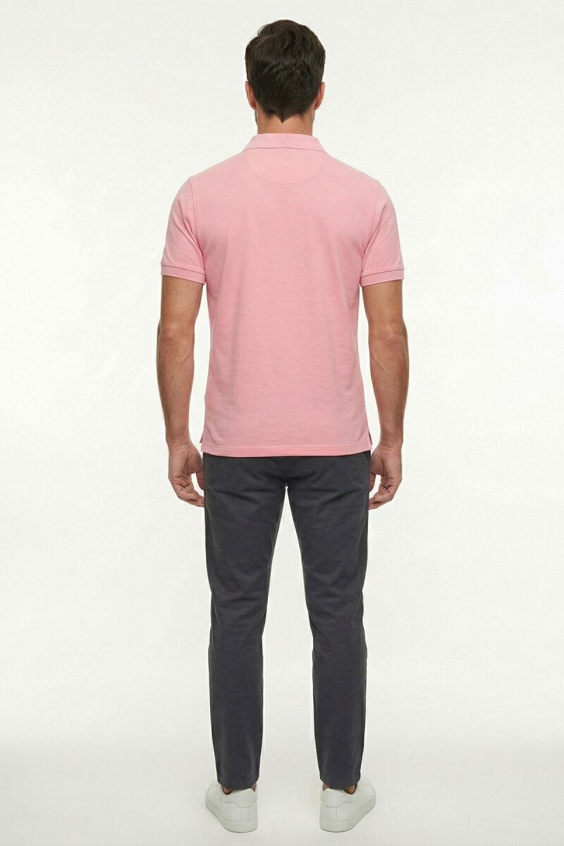 Pembe %100 Gazeli Ege Pamuğu Polo Tişört - 6