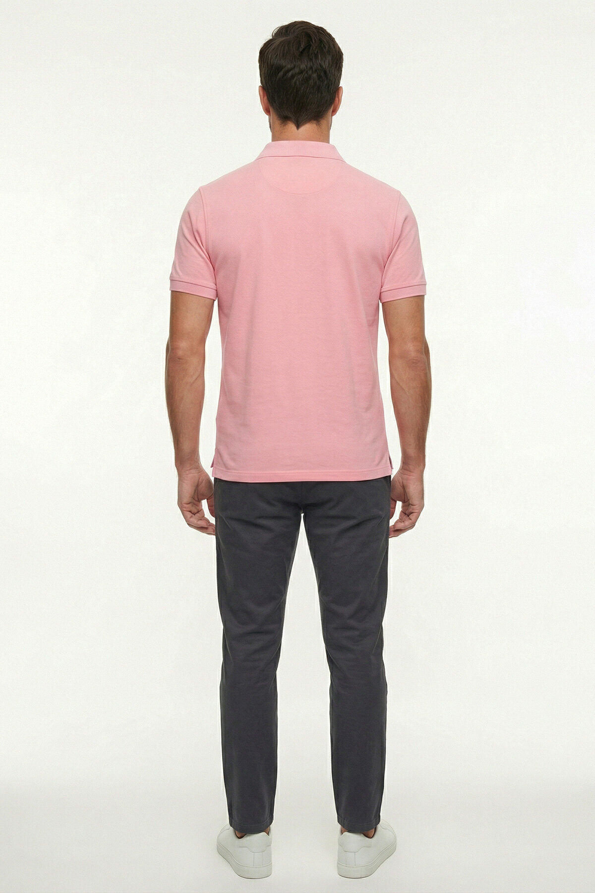 Pembe %100 Pamuk Polo Tişört - 6