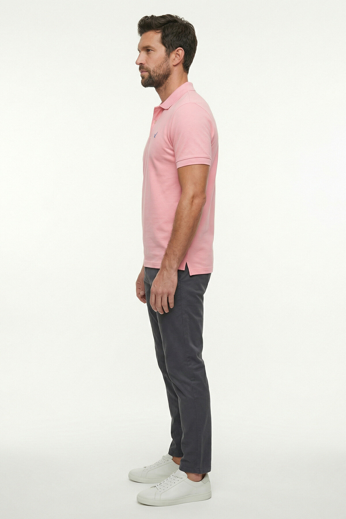 Pembe %100 Pamuk Polo Tişört - 3