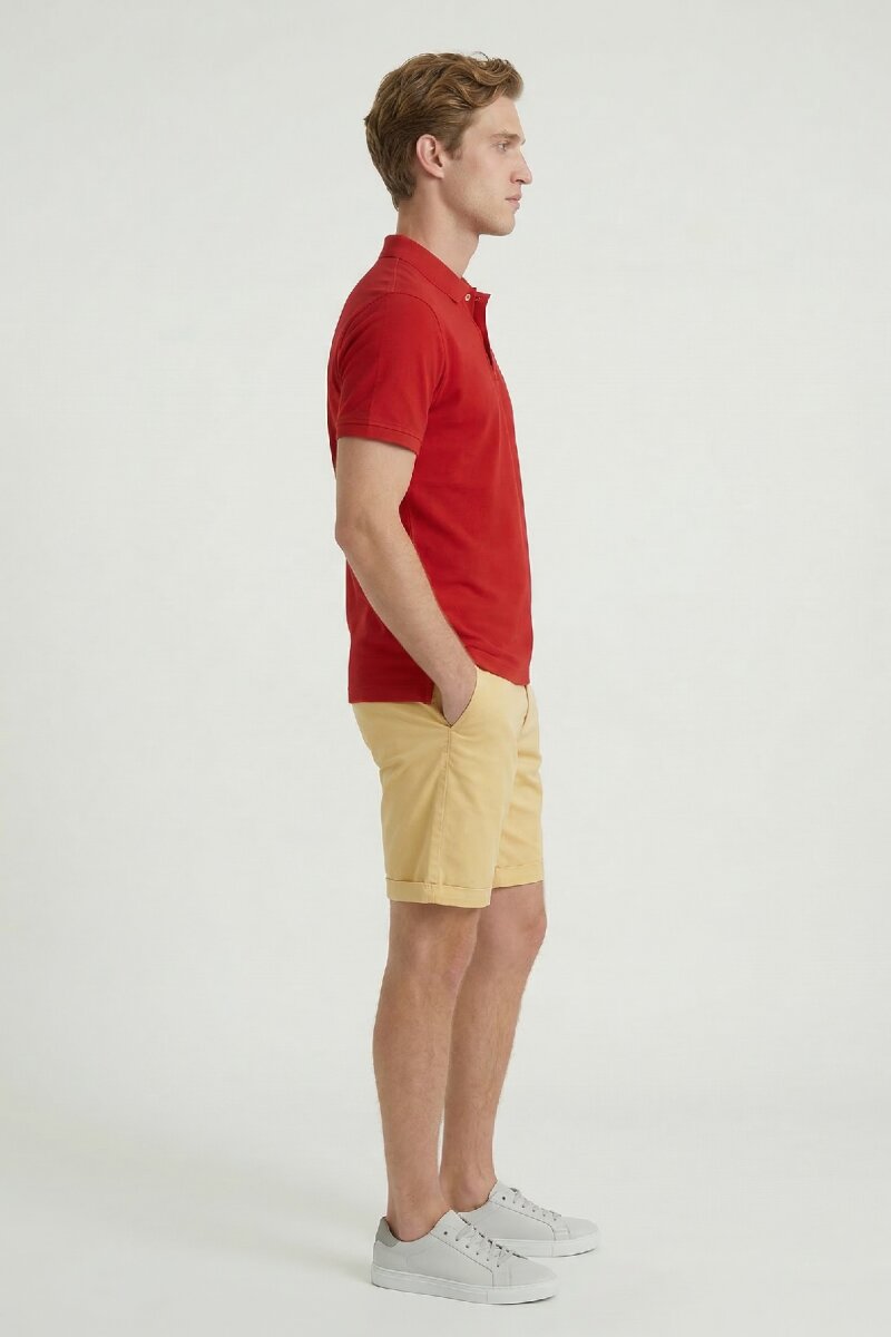 Red 100% Cotton Polo T-shirt - 4