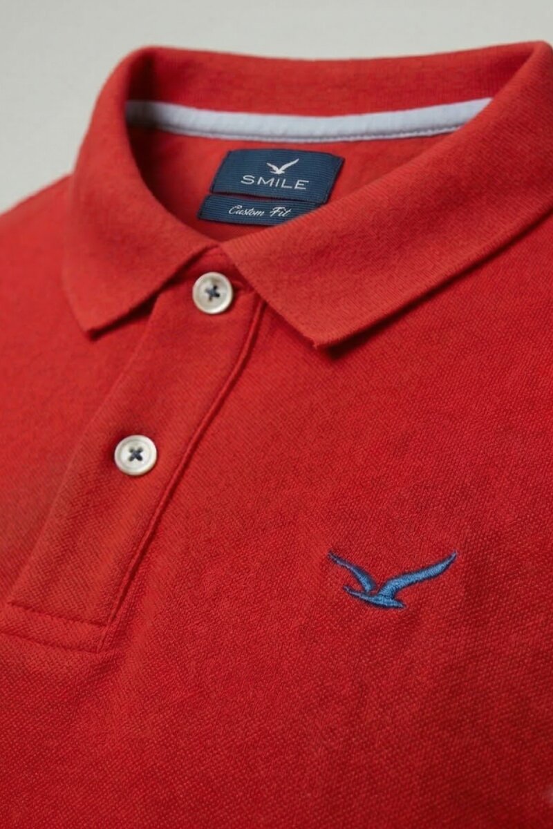 Red 100% Cotton Polo T-shirt - 3