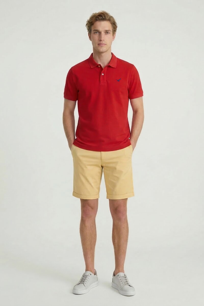 Red 100% Cotton Polo T-shirt - 5