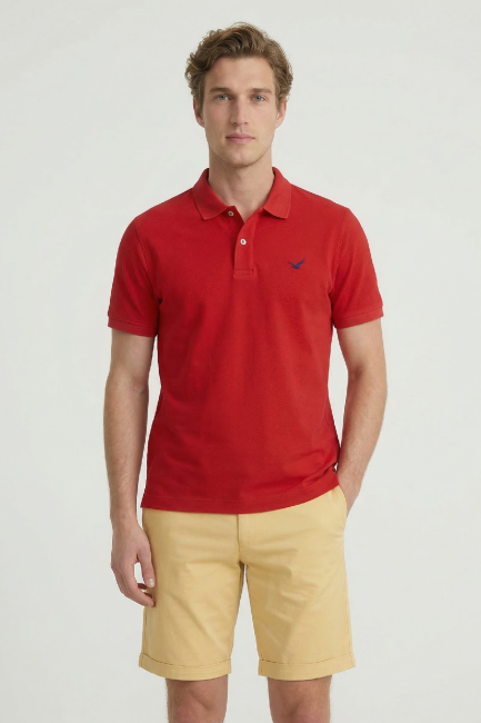 Red 100% Cotton Polo T-shirt