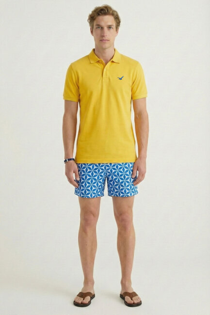 Sarı %100 Pamuk Polo Tişört - 5