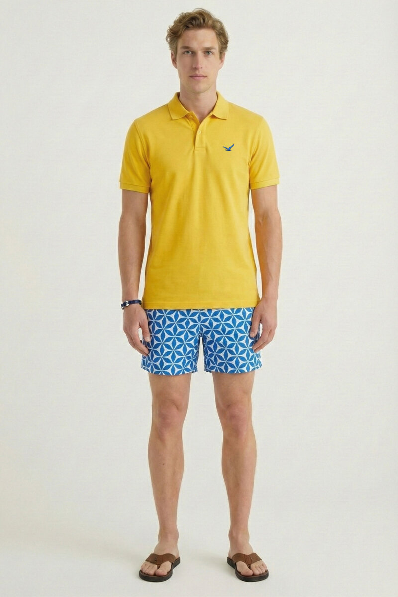 Sarı %100 Pamuk Polo Tişört - 5