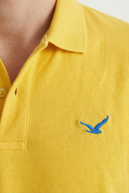 Sarı %100 Pamuk Polo Tişört - 3