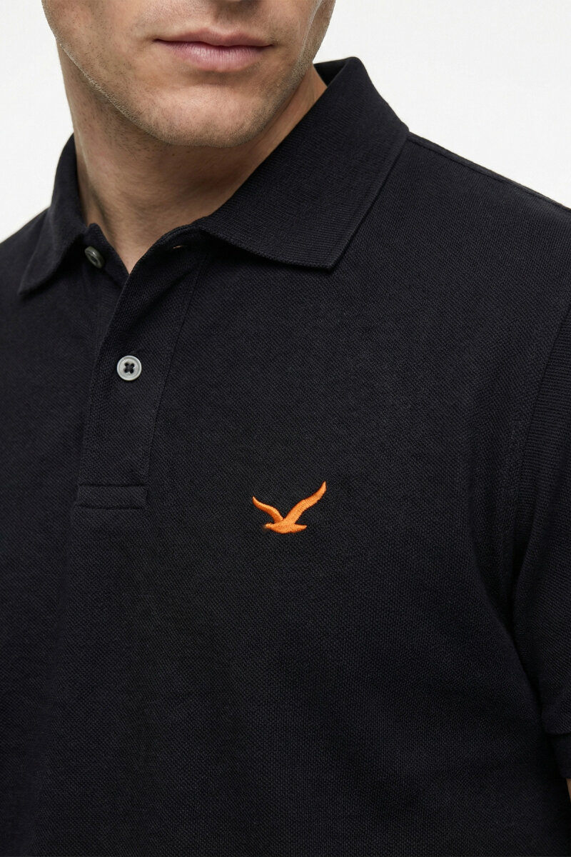 Siyah %100 Pamuk Polo Tişört - 3