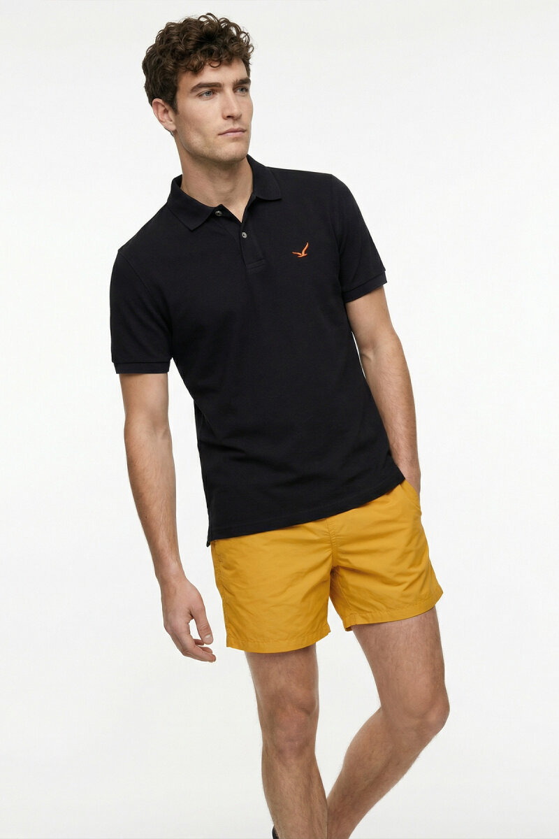 Siyah %100 Pamuk Polo Tişört - 5