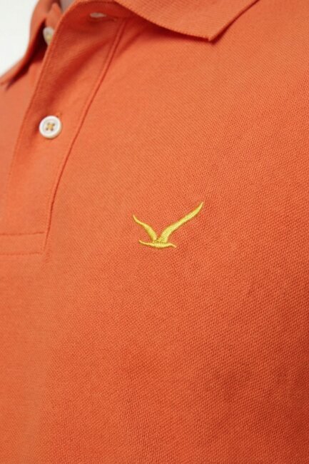 Turuncu %100 Gazeli Ege Pamuğu Polo Tişört - 3