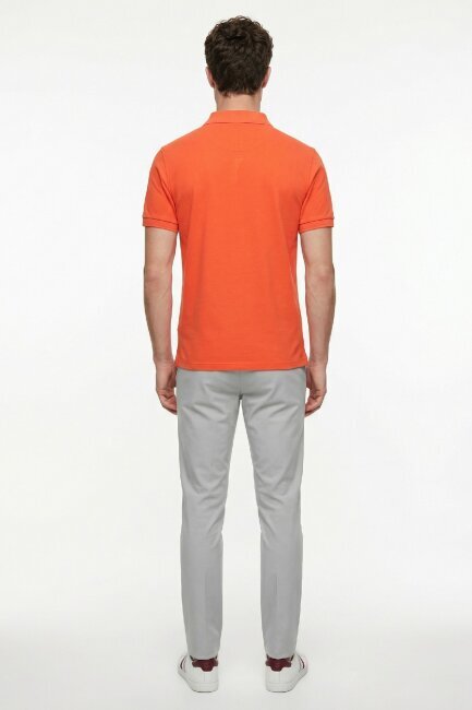Turuncu %100 Gazeli Ege Pamuğu Polo Tişört - 6