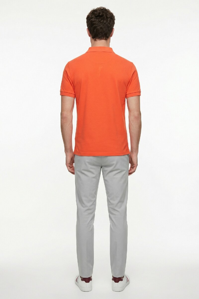 Turuncu %100 Gazeli Ege Pamuğu Polo Tişört - 6