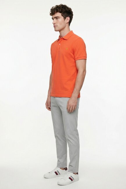 Turuncu %100 Gazeli Ege Pamuğu Polo Tişört - 4