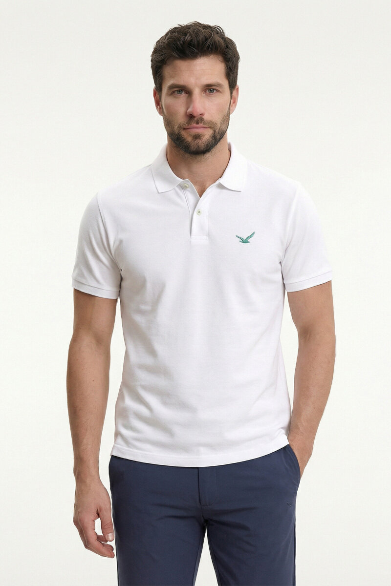 White 100% Cotton Polo T-shirt - 1
