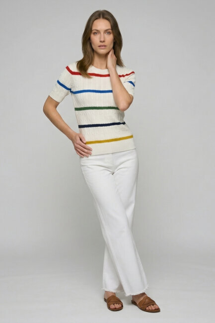 Beyaz %100 Pamuk Triko Kazak - 3