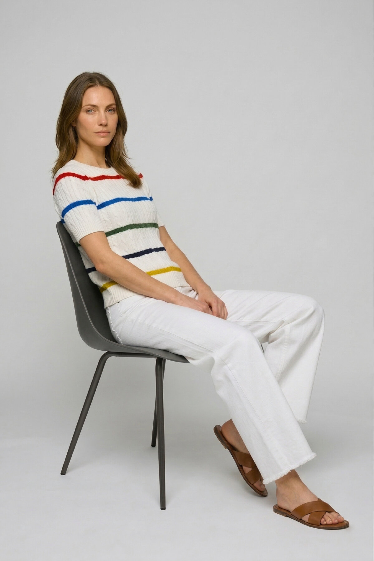 Beyaz %100 Pamuk Triko Kazak - 4