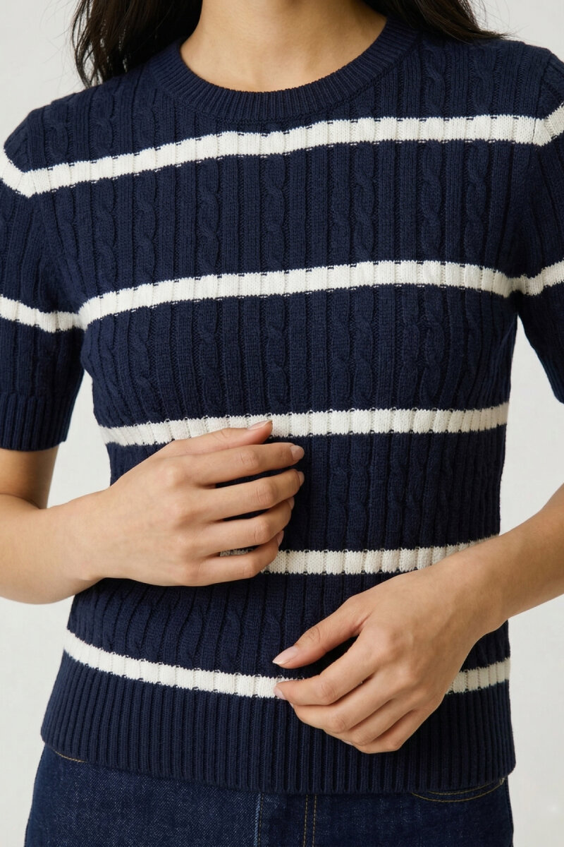 Lacivert %100 Pamuk Triko Kazak - 3