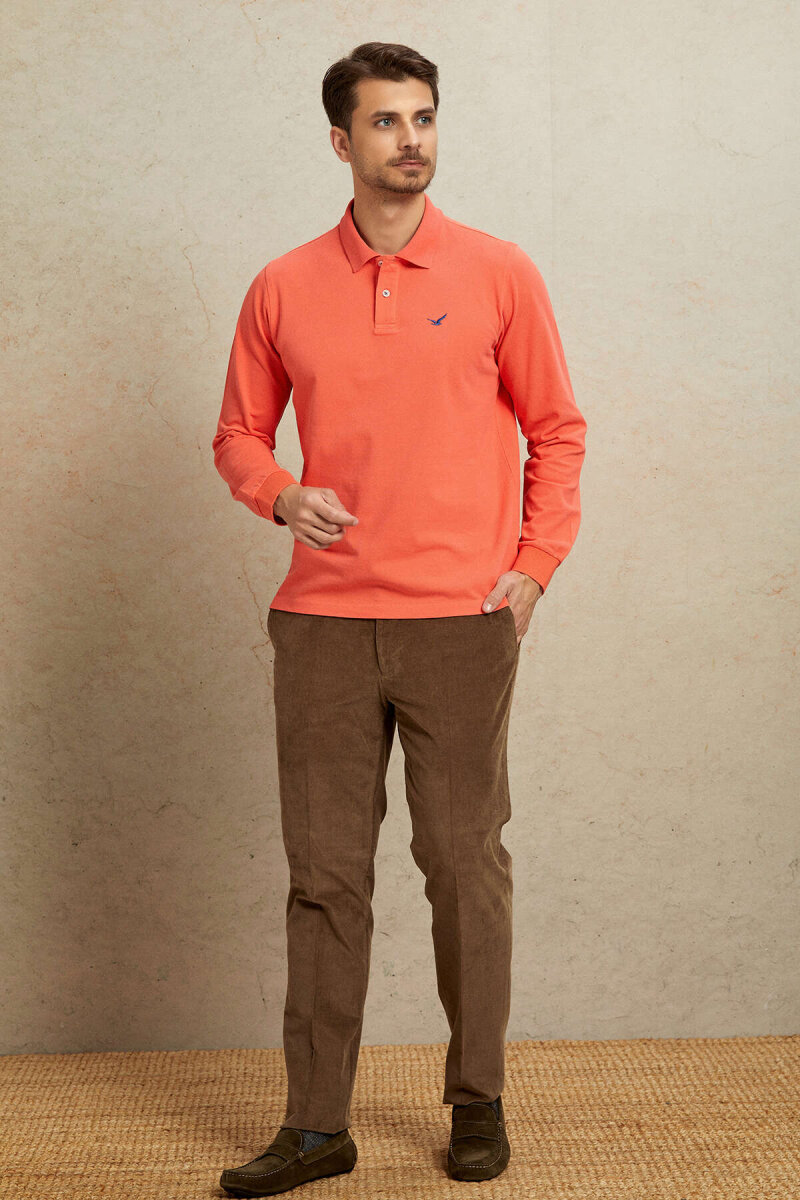 Coral 100% Cotton Polo Sweatshirt - 3