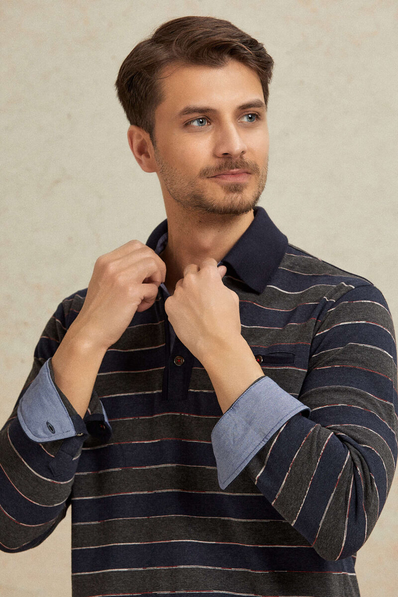 Denim %100 Pamuk Polo Sweatshirt (1)