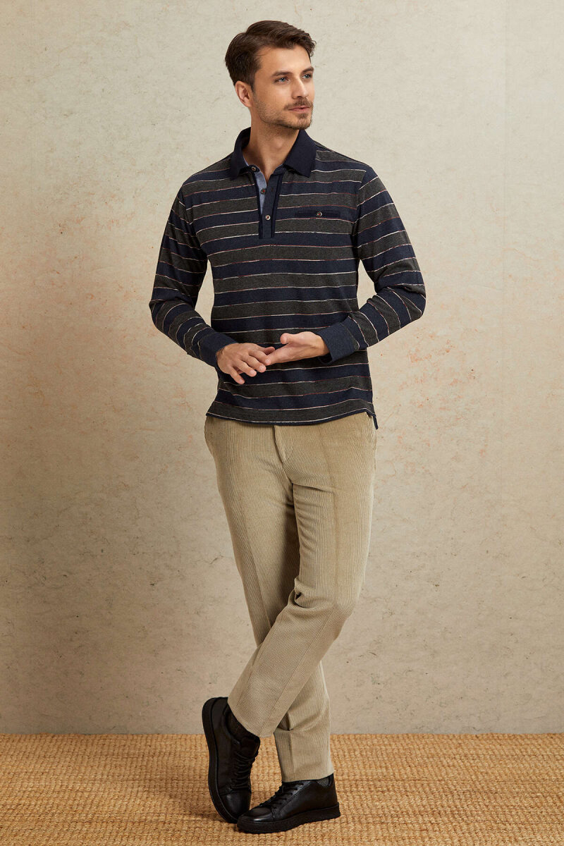 Denim %100 Pamuk Polo Sweatshirt - 3