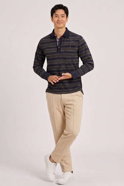 Denim %100 Pamuk Polo Sweatshirt - 2