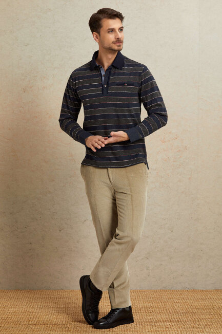 Denim %100 Pamuk Polo Sweatshirt - 3