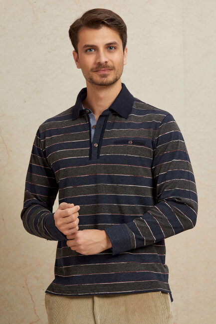 Denim %100 Pamuk Polo Sweatshirt - 4