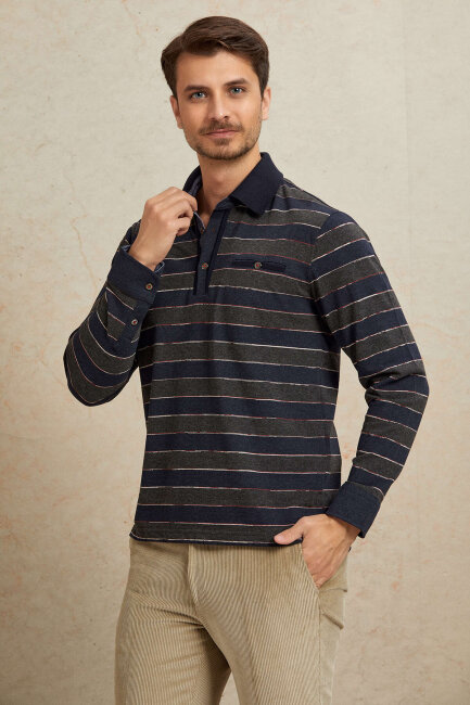 Denim %100 Pamuk Polo Sweatshirt - 5