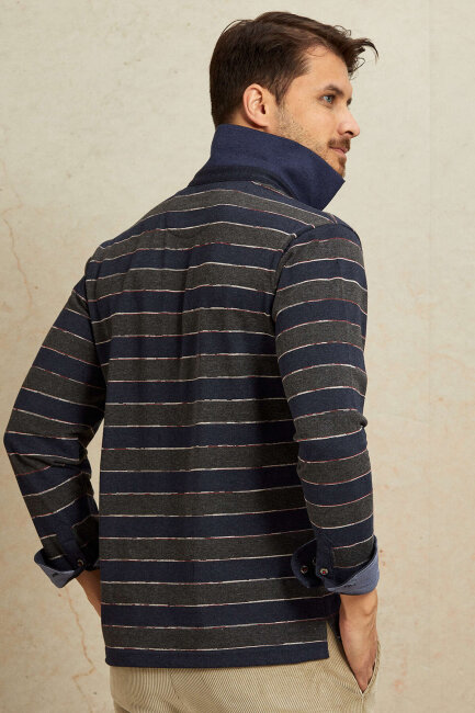 Denim %100 Pamuk Polo Sweatshirt - 6