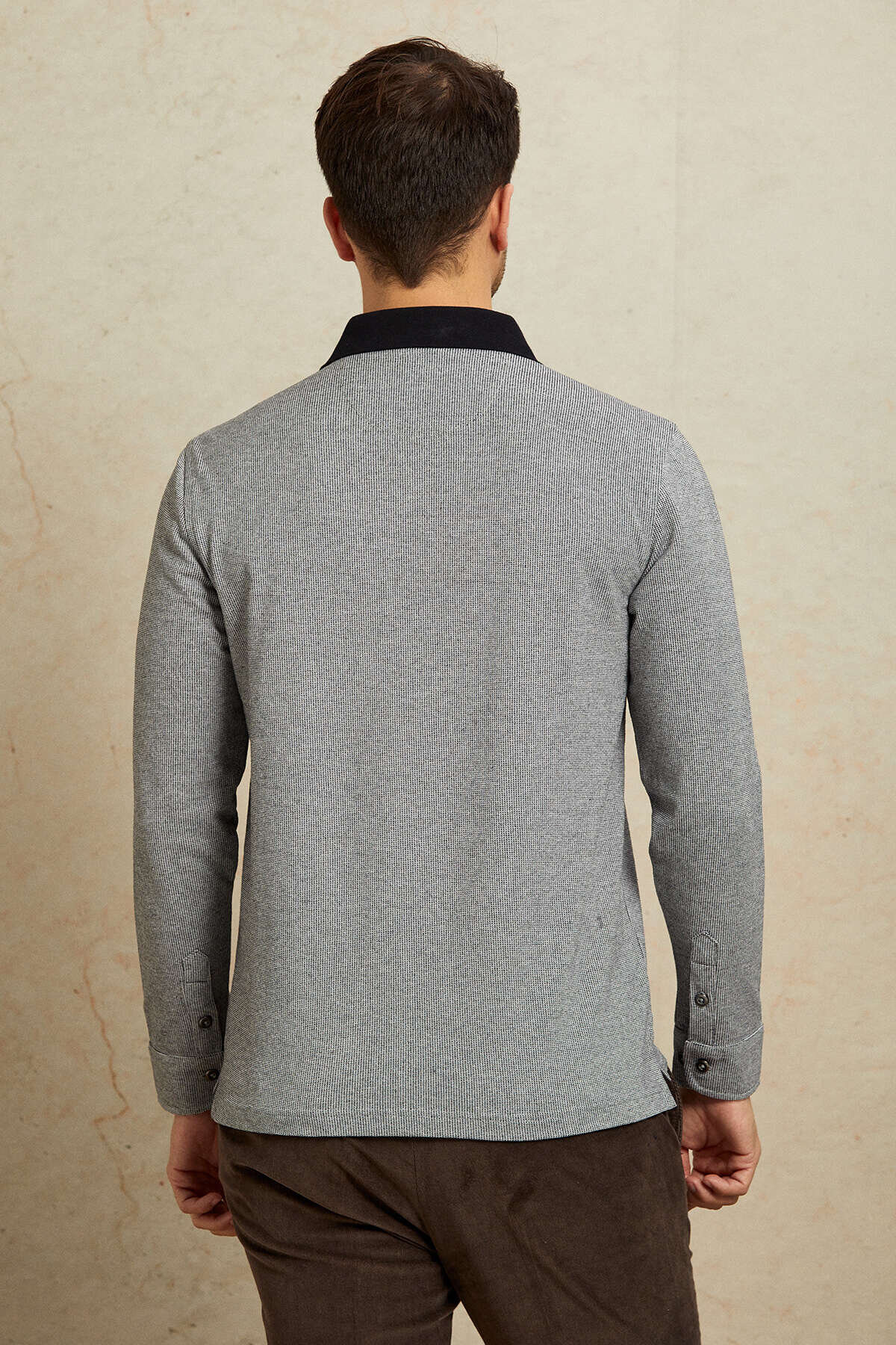 Gri %100 Pamuk Polo Sweatshirt - 7