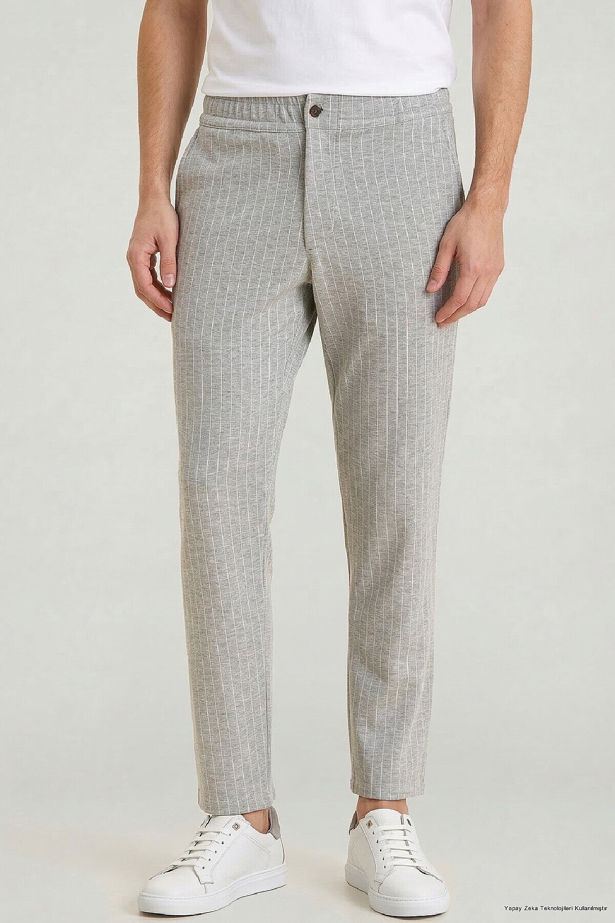 Gri Çzigili Sweat Pantolon - 1