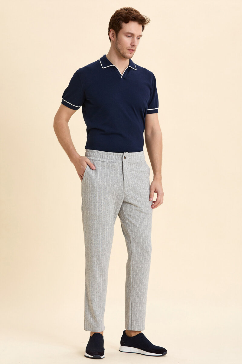 Gri Çzigili Sweat Pantolon - 5