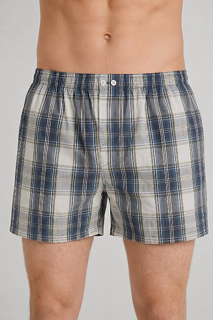 Mavi %100 Pamuk Boxer - 1