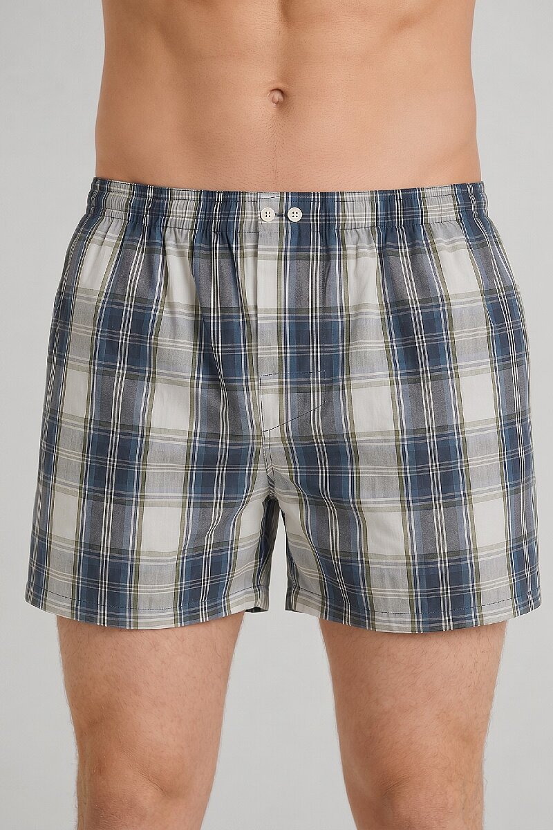 Mavi %100 Pamuk Boxer