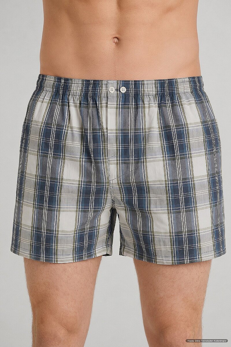 Mavi %100 Pamuk Boxer