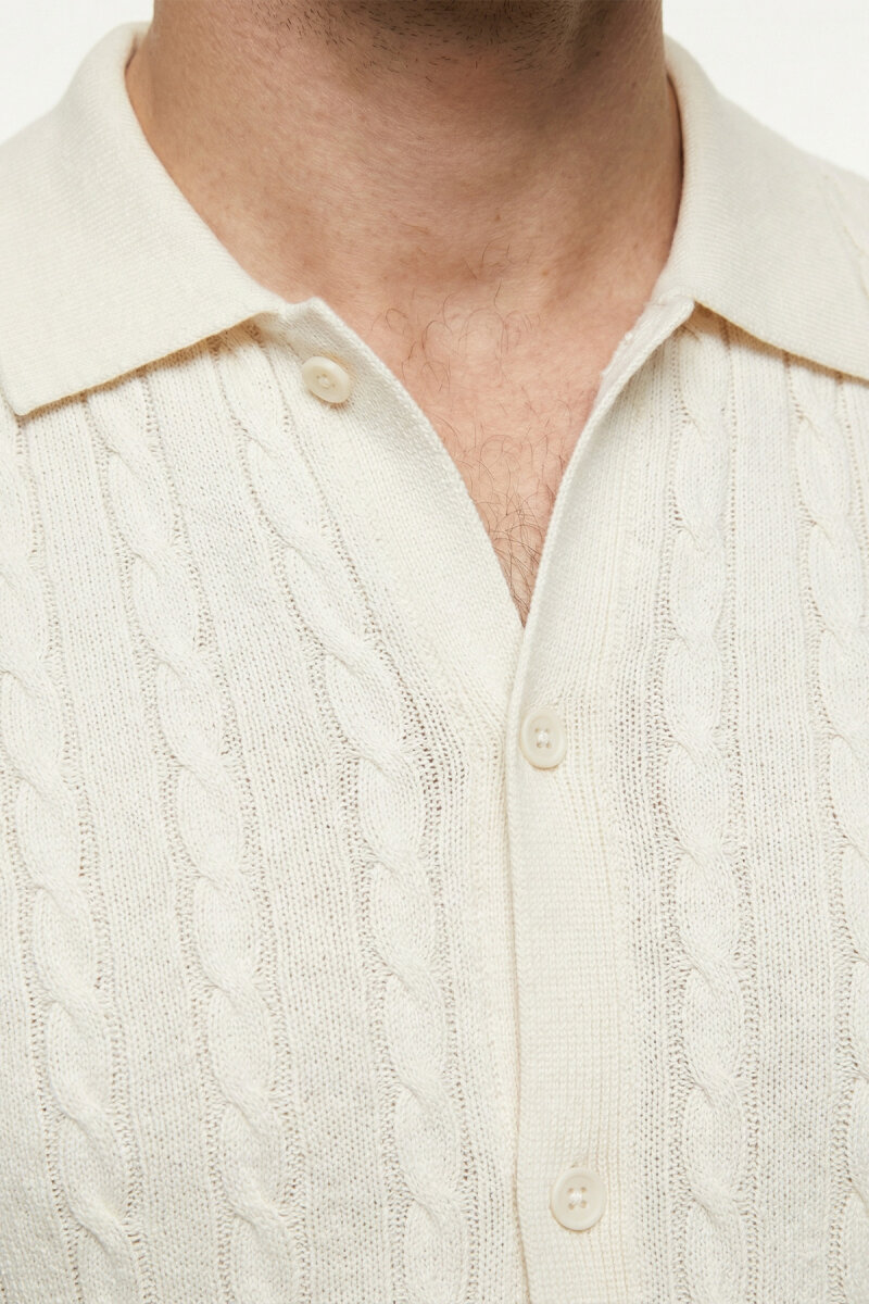 Off-White 100% Cotton Polo Knit - 4