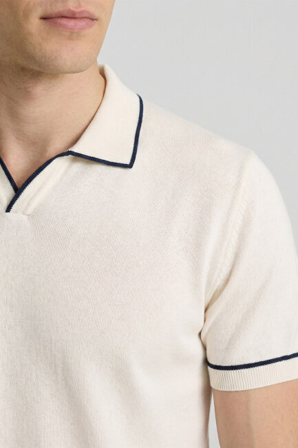 Off-White 100% Fine Cotton Polo Sweater - 3