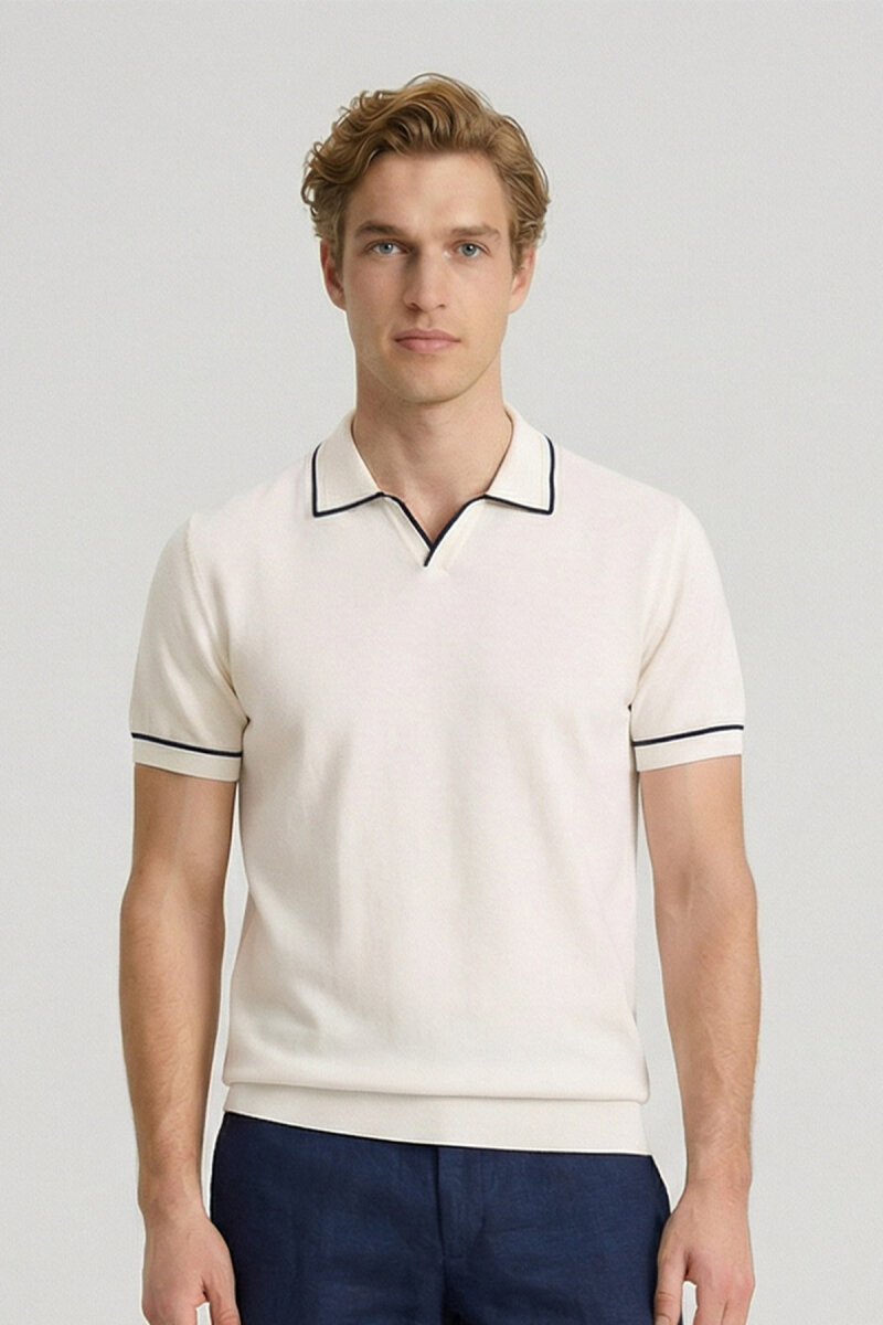 Off-White 100% Fine Cotton Polo Sweater - 1