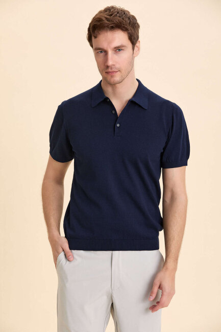 Lacivert %100 Pamuk Polo Tişört - 4