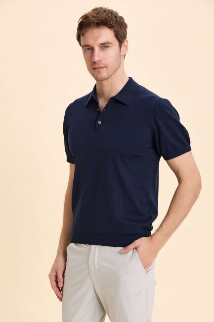 Lacivert %100 Pamuk Polo Tişört - 5
